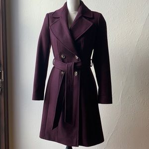 Via Spiga Double-Breasted Wool Peacoat (Port - 2)